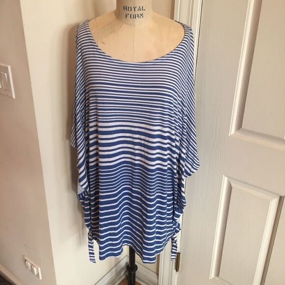 Croft & Barrow Blue and White Striped Top Size 2X - Picture 1 of 6